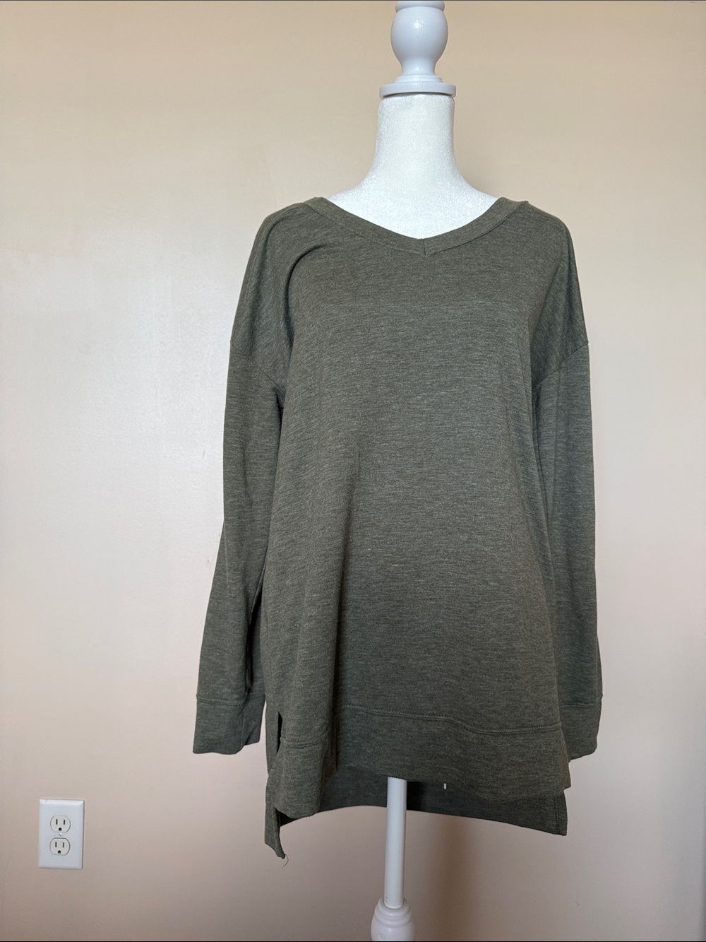 Maurices Olive V-Neck Relaxed Pullover